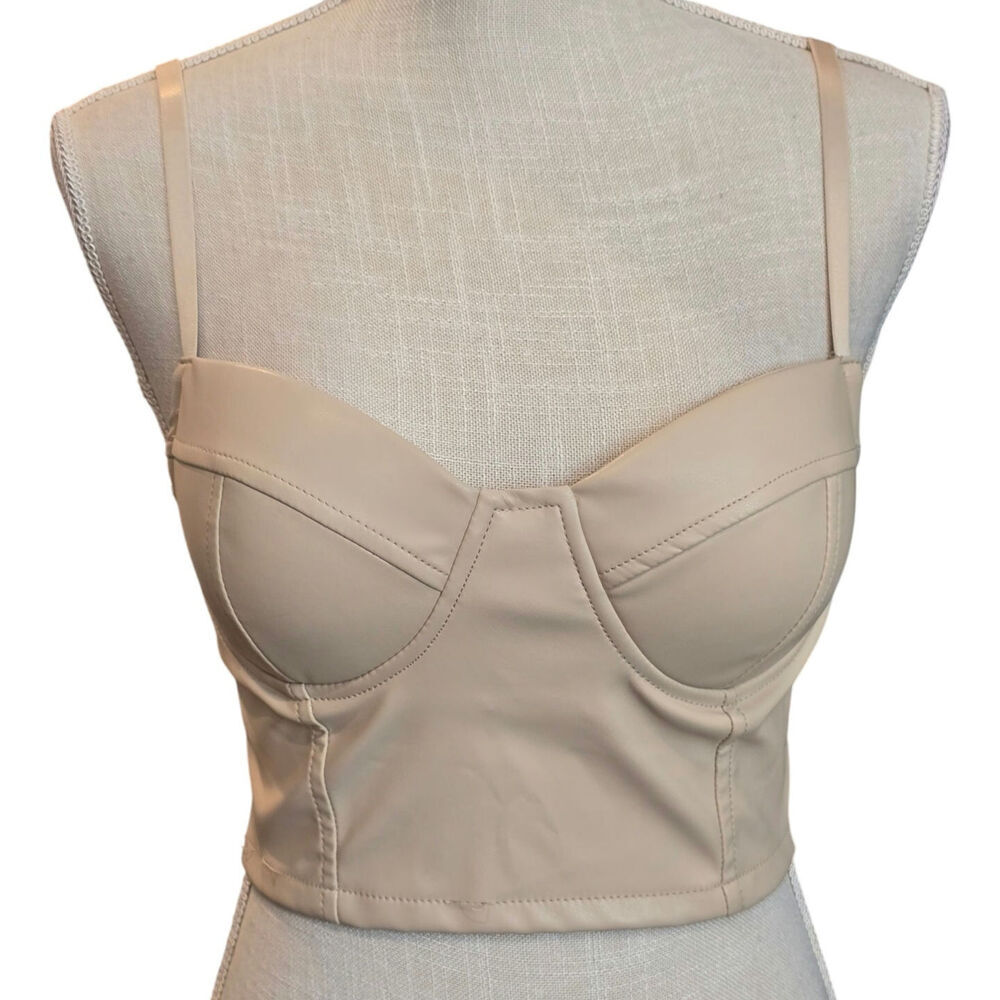 Iris Cream Bustier Crop Tank Top Sz. Small